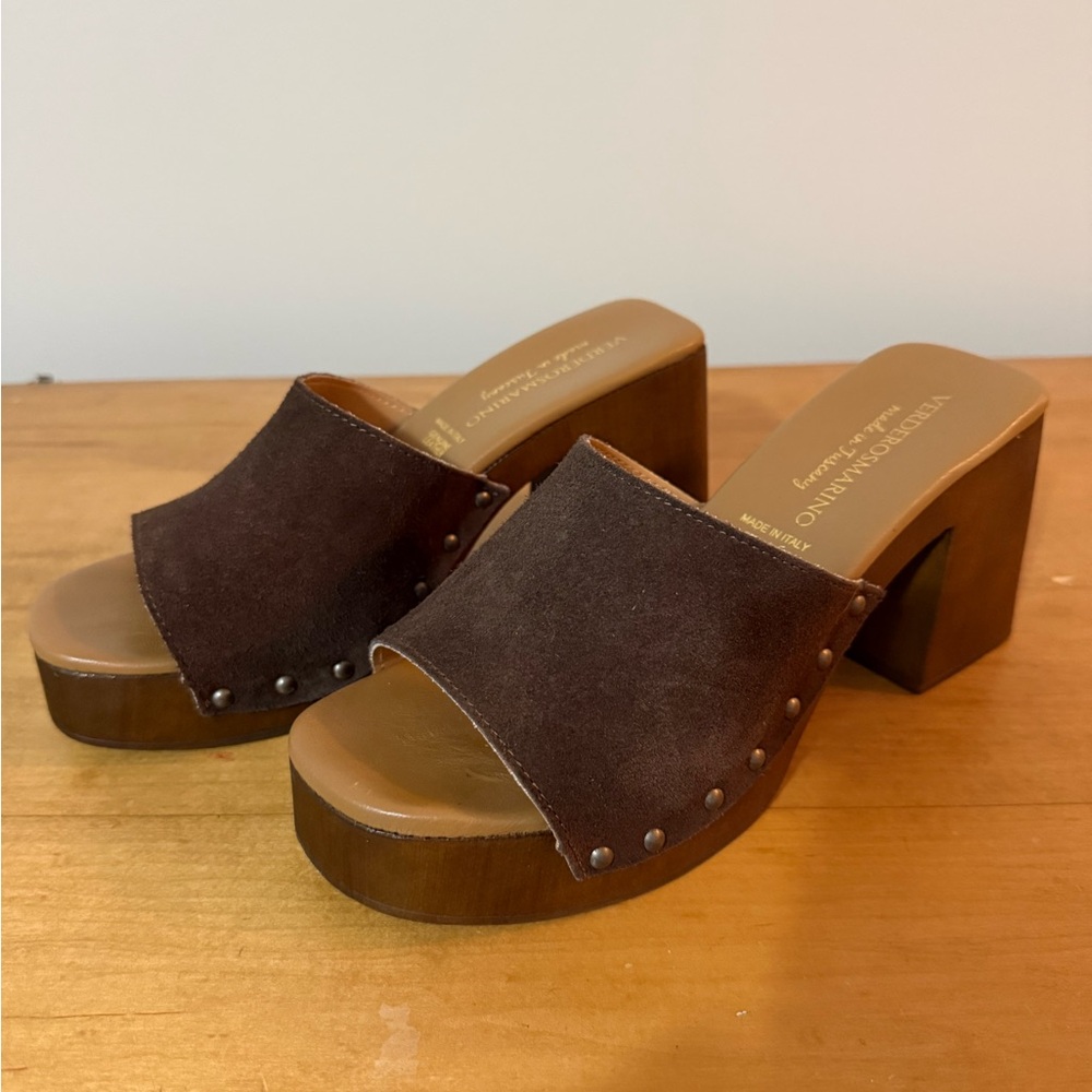 Verderosmarino Italian Brown Suede Women's Mules